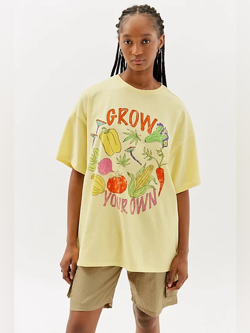 URBAN OUTFITTERS Uo Grow Your Own T-shirt Dress In Yellow Oversized Tee XS / S